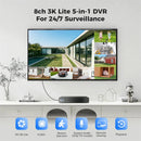 Hiseeu 3K 5MP 8 Channel H.265+ DVR Security Digital Video Recorder Advanced DVR with Person Vehicle Detection for CCTV Security Camera Support AHD TVI CVI CVBS IPC Remote Access