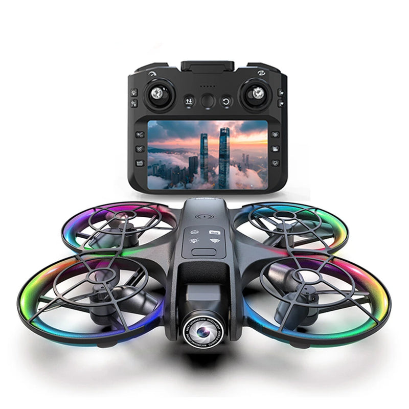 XKJ K200 MAX WiFi FPV with LCD Screen Controller HD Dual Camera Electrically Adjustable Optical Flow Hover Automatic Obstacle Avoidance Dazzling 7-Lights Circle Protection Brushless 2.4G 4CH 6-Axis Remote Control Toys RC Drone Quadcopter RTF