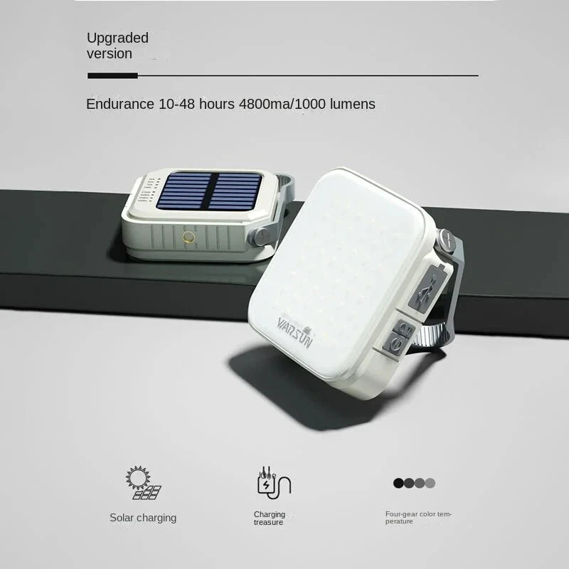 WARSUN LED Camping Lantern 1000LM, Rechargeable Camping Lantern 6000mAh, 4 Light Modes, IPX5 Water-Resistant, Solar Tent Light for Power Outages, Emergency, Hurricane, Home, Hiking