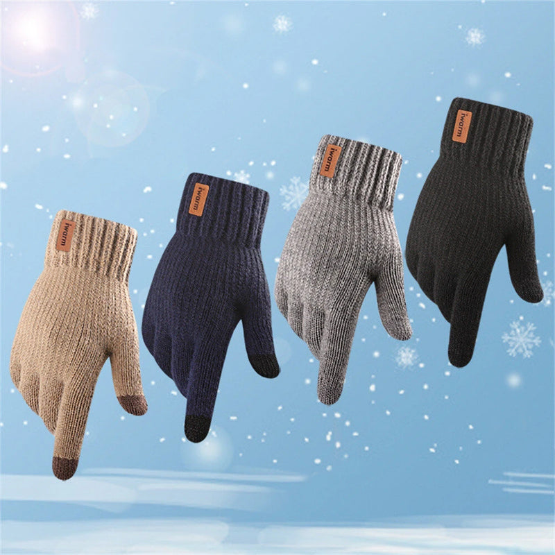 Unisex Alpaca Gloves Men's Warm Gloves For Winter Touch Screen Plus Velvet Thickened Cold-Proof And Warm Wool Knitted Gloves Compatible, Ideal For Winter, Office, Travel, Cycling