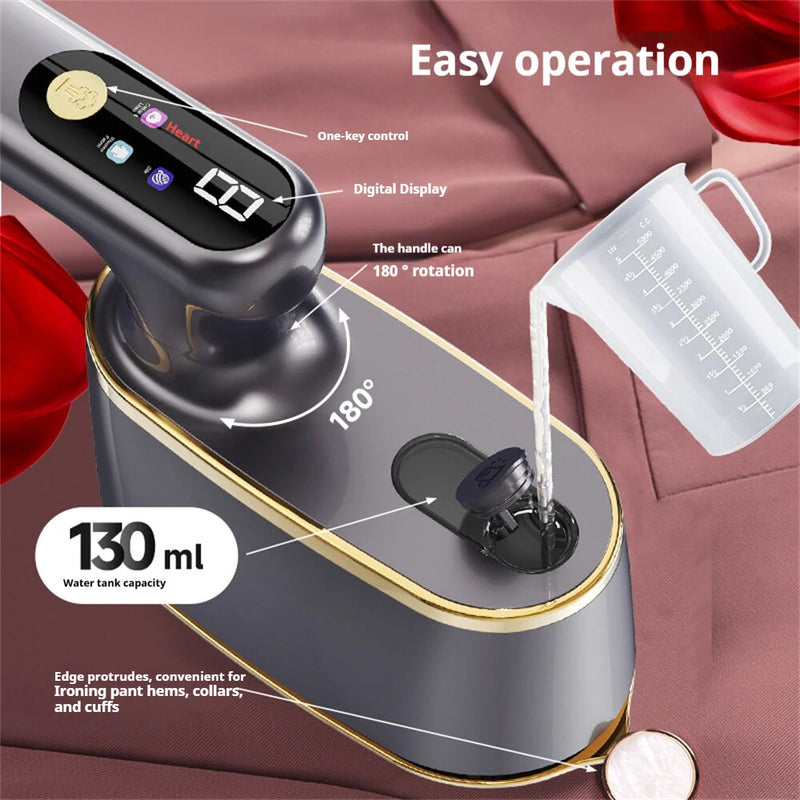 Tevorex Foldable Handheld Steamer Iron 1200W High Pressure Steam Lightweight 4-mode Adjustment LCD Display Steaming Machine For Various Fabrics Highly Effective Wrinkle Removal