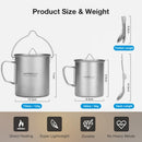 Astrolux Ti-M1 Titanium Mug Titanium Pot Lightweight Camping Pot Titanium Cup Titanium Backpacking Pot with Portable Foldable Handles for Outdoor Camping Hiking Backpacking