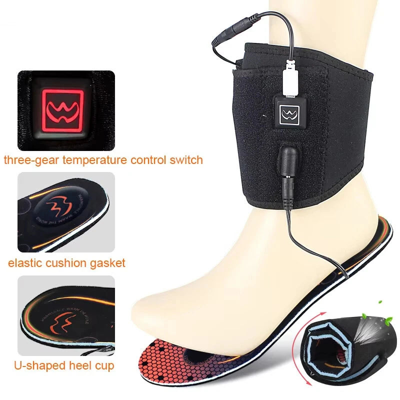 TENGOO Winter USB Rechargeable Heated Insoles 3 Levels Feet Warm Shoe Pad Thermal Electric Foot Warmer Heating Feet Outdoor Sports