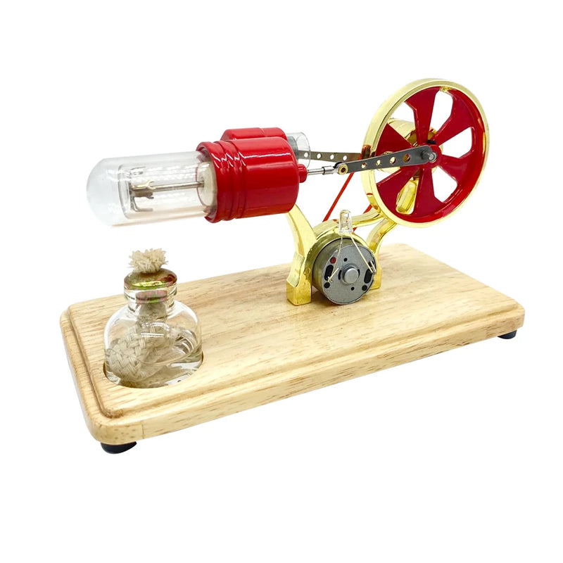 LL-009 Hot Air Stirling Engine Kit Model Electricity Generator Physical Generator Model with LED Light Flywheel Design Science Experiment Learning Education Toys
