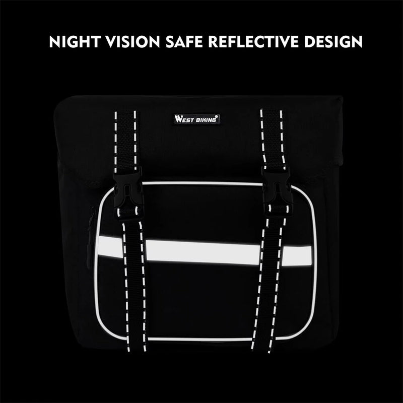 WEST BIKING 25L Bicycle Pannier Bag Waterproof Bike Rear Seat Bag Large Capacity Tail Seat Luggage Carrier Cycling Bags for MTB
