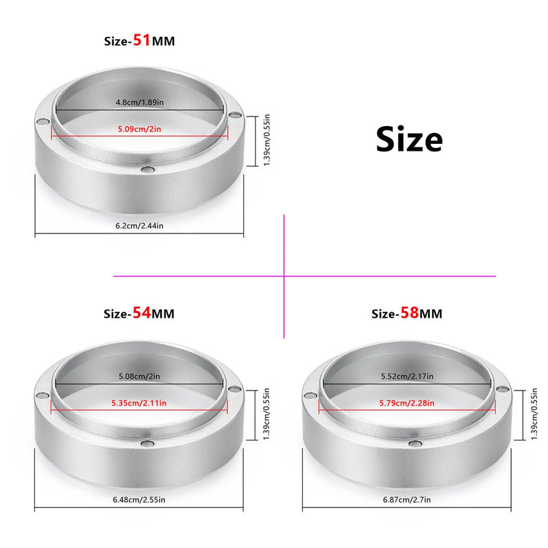Universal Aluminum Coffee Dosing Ring for Espresso Machines 51/54/58MM Color Black Anti-Fly Powder Design Perfect for Accurate Dosing