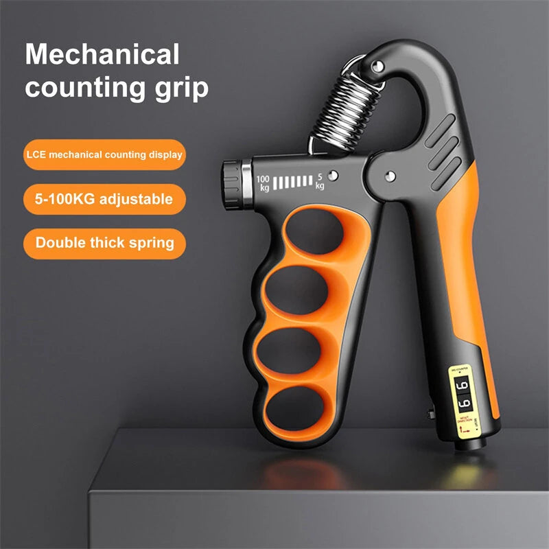 KALOAD 5-100KG Adjustable Hand Grip Strength Trainer Mechanical Counter Forearm Exerciser Power Strengthener for Gym Fitness Equipment with Counting Function