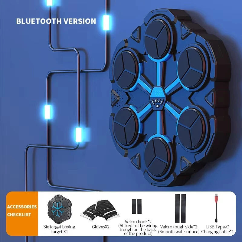 KALOAD Smart Bluetooth Music Boxing Machine Decompression Fighting Fitness Home Boxing Wall Six Target Boxing Trainer with Gloves