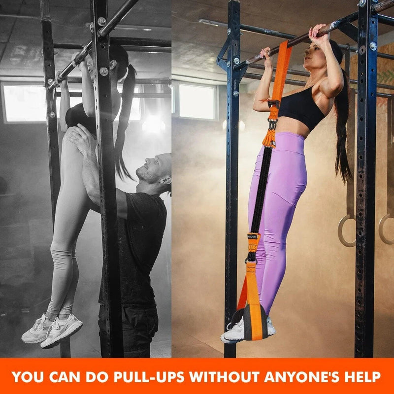 225lbs Resistance Band Adjustable Weight Size Pull Up Assistance Bands with Fabric Foot Knee Rests for Pull-Up Assistance