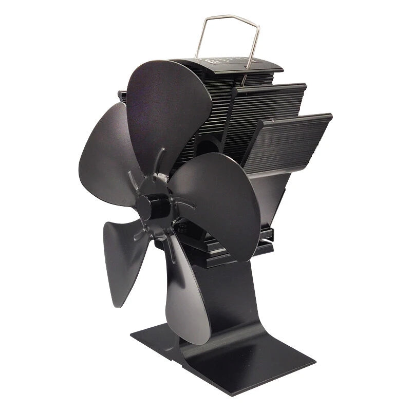 IPRee Fireplace 5 Blades Heat Powered Stove Fan Log No Electricity Wood Burn Fan Quiet Home Fireplace Fan Efficient Heat Distribution DY015J