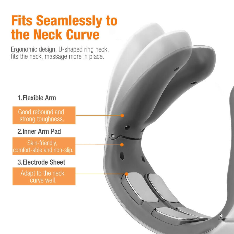 CHIGO 4-Head Neck Massager TENS Muscle Neck Massager Wireless Electric Neck Massager Device 6 Massage Modes 9 Strength Levels