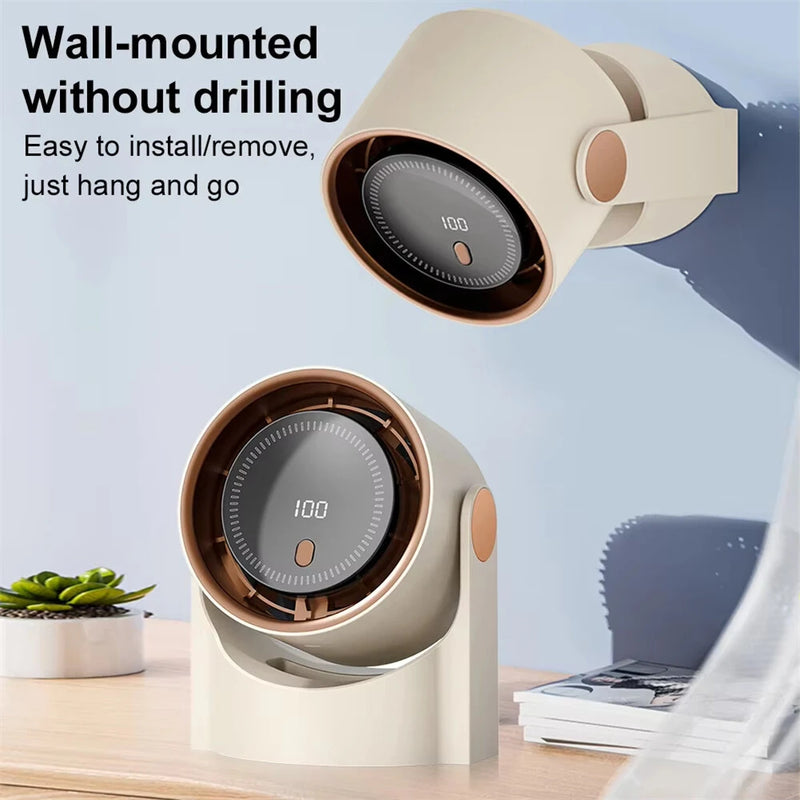 IPRee Mini Cooling Fan Silent Portable Bladeless Fan 100 Level Desktop Fan USB Rechargeable Digital Display High-Speed Circulating Fan