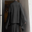 INCERUN Men's Casual Black Shirt, Button Up Long Sleeve Shirt, Chic Retro Lapel Loose Batwing Sleeve Shirt for Men