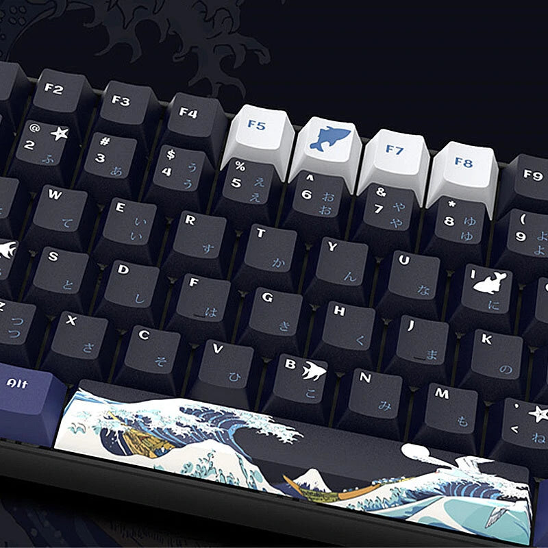 XVX 132 Keys Black Coral Sea PBT Keycap Set Cherry Profile Sublimation Japanese Custom Keycaps for Mechanical Keyboards