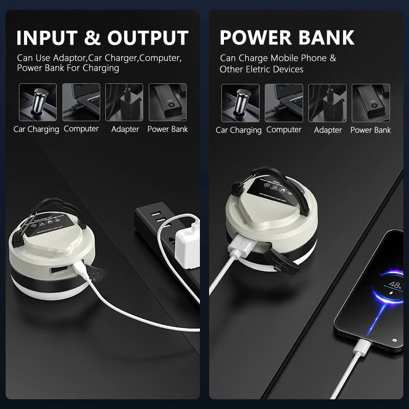 SMILING SHARK Multifunctional Portable Adjustable Lantern Outdoor Camping Tent Light Rechargeable Emergency Lighting