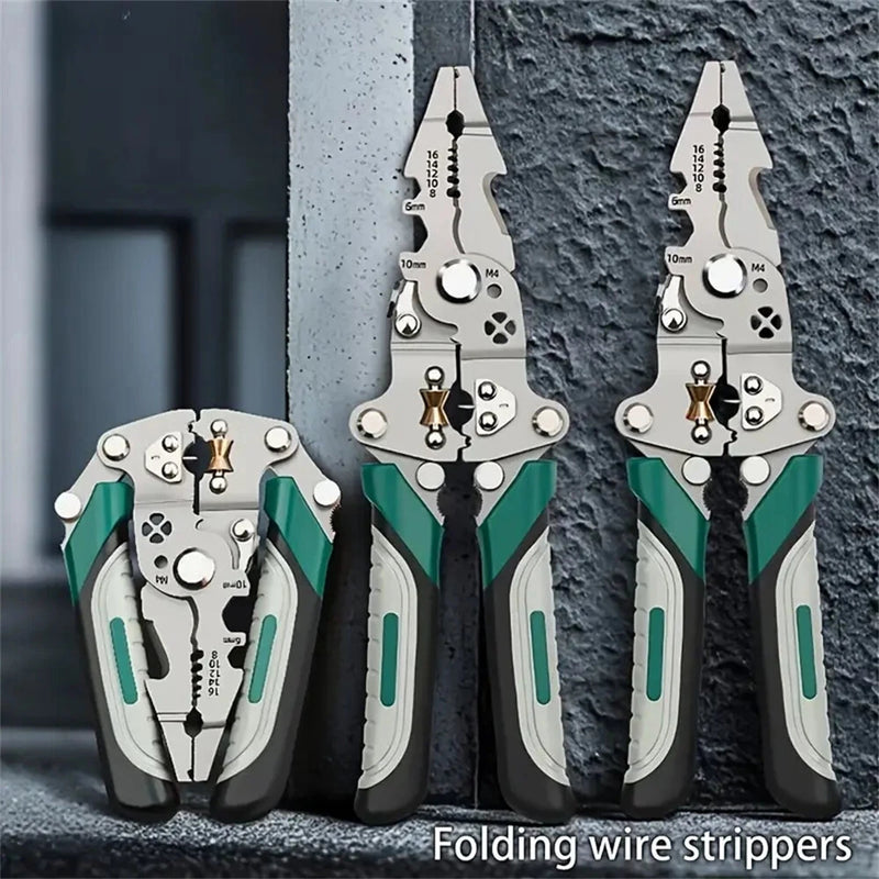 IPRee Foldable Wire Stripper Multi-Function Crimping Pliers Pulley Design Electrician Wire Splitter Winding Tool for Cable Management