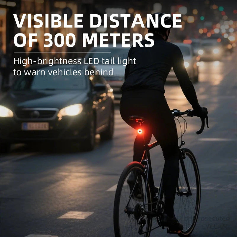 CYCLAMI T08 Smart Brake Anti-theft Taillight with Positioning IPX64 Waterproof Type-C Charging Bike Rear Light for MTB Night Cycling Safety