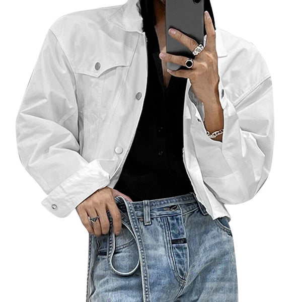 INCERUN Men Solid Color Long Sleeve Jackets Daily Casual Short Jacket for Men Sterrtwear Top Plus Size Spring Fall