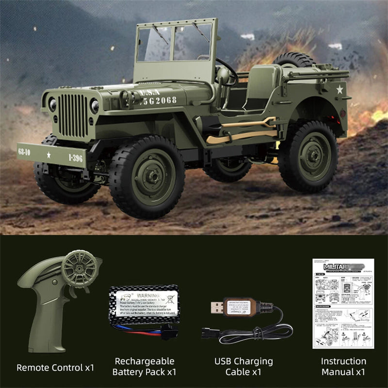 JJRC C8815 RTR 1/10 2.4G 4WD RC Car Willys Military Truck Off-Road Climbing LED Light Optional Winch Canopy Metal Frame Rock Crawler Full Proportional Vehicles Models Toys