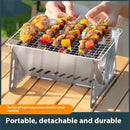 IPRee Outdoor Stainless Steel Portable Folding Card Stove Outdoor Charcoal BBQ Grill for Camping, Lightweight Fire Pit for Cooking