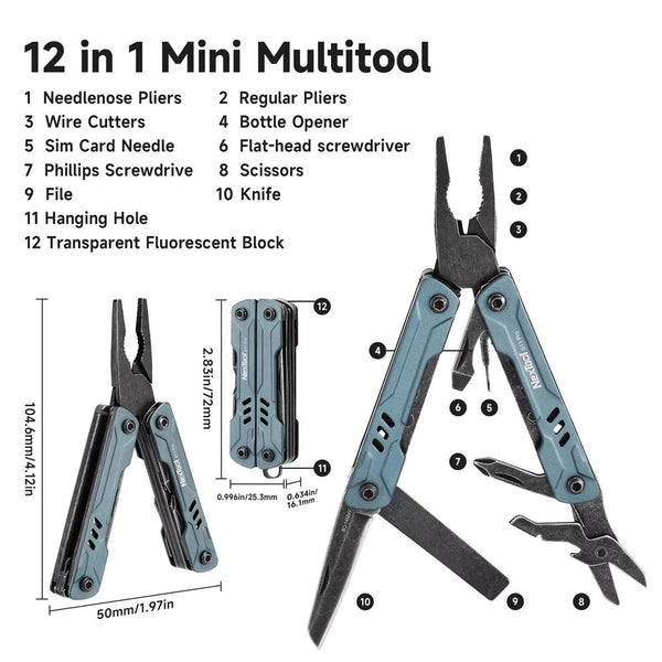 NexTool Mini Sailor Pliers S11/S11 PRO 12-In-1 Multitool Folding Pocket Plier Knife Screwdriver Scissors Portable EDC Outdoor Hand Tools