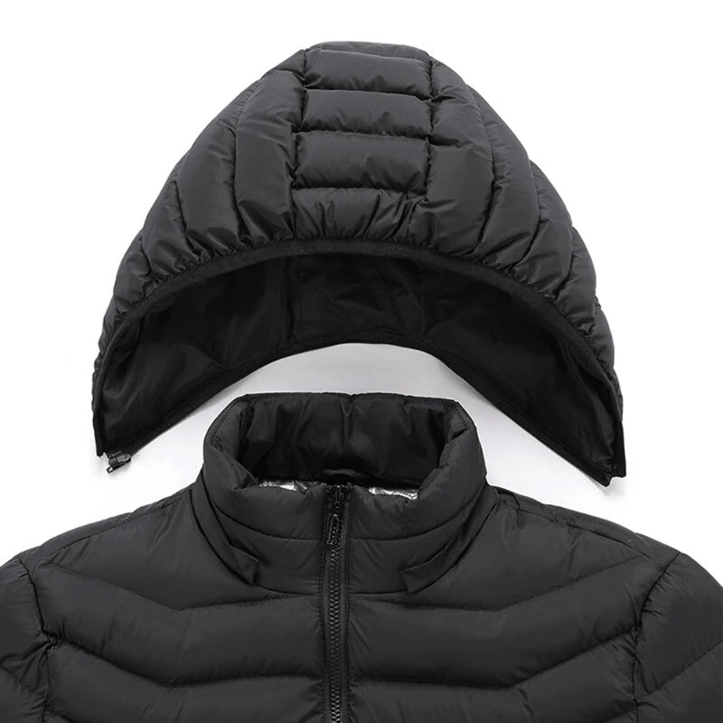 TENGOO HJ-11 Unisex 11 Areas Heating Jacket 3-Modes Adjust USB Electric Heated Coat Thermal Hoodie Jacket for Winter Sport Skiing Cycling