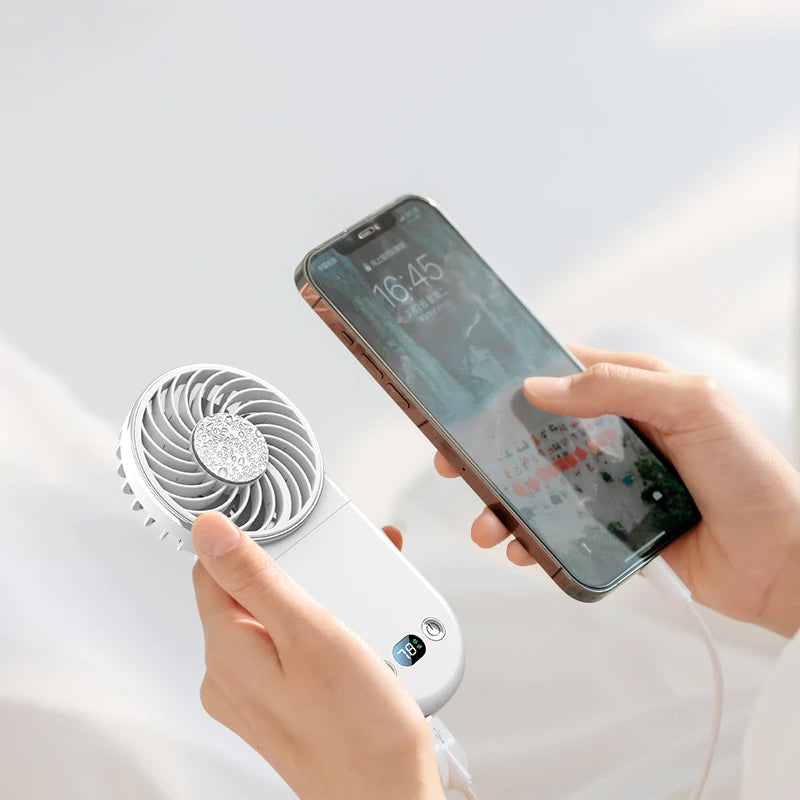 3 In 1 Handheld Cooling Fan 3 Speed Mini Folding Neck Hanging Fan Multifunctional 180 Adjustable Airflow Outdoor Fan USB Fan