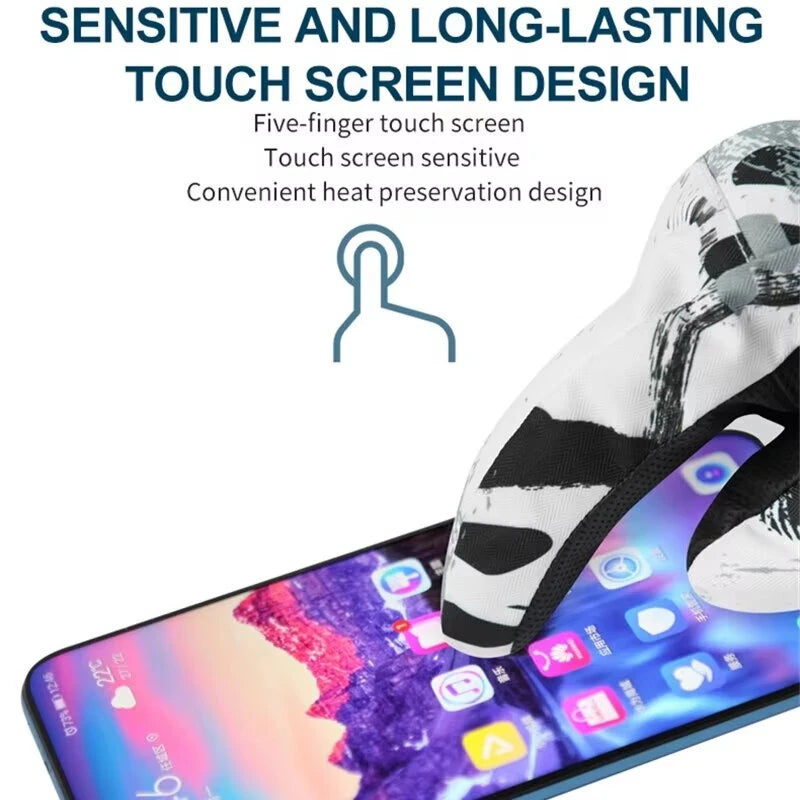 Unisex PU Leather Waterproof Ski Gloves Anti-slip Touch Screen Motorcycle Cycling Fleece Warm Snow Sports Snowboard Winter Gloves