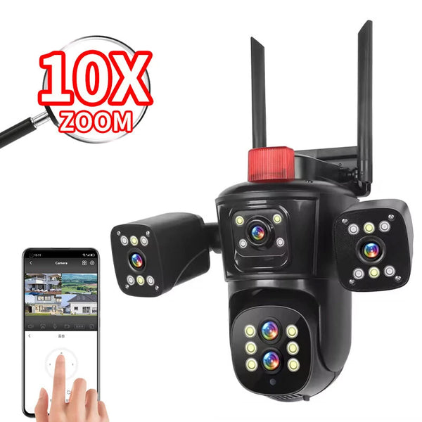 Q840 20MP 10X Optical Zoom Four Screens WiFi IP Camera Wireless Outdoor Five Lens PTZ Full Color Night Vision Auto Tracking Two-way Audio Waterproof CCTV Camera