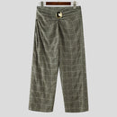 INCERUN Mens Twist Design Casual Long Pant Fashion Retro Striped Loose Fit Straight Trousers for Men