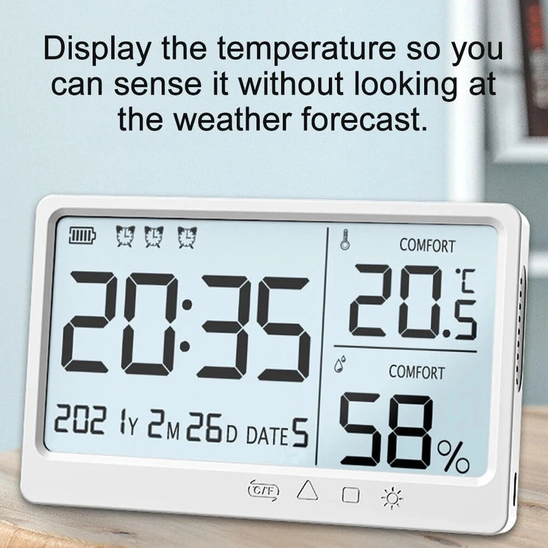 LCD Digital Temperature Humidity Meter -10~50 Measurement Electronic Thermometer Hygrometer LCD Display Alarm Clock