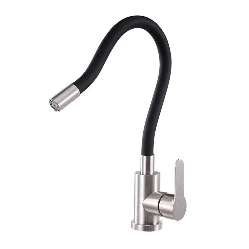 360 Rotatable 304 Stainless Steel Kitchen Silicone Tube Faucet Hot And Cold Brushed Universal Rotatable Vegetable Sink Faucet