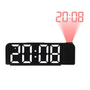 Versatile Colorful LED Digital Alarm Clock with 180 Degree Projection Adjustable Brightness /Indoor Temperature Dual Power Source Large Screen 12/24H For Home Office Classroom