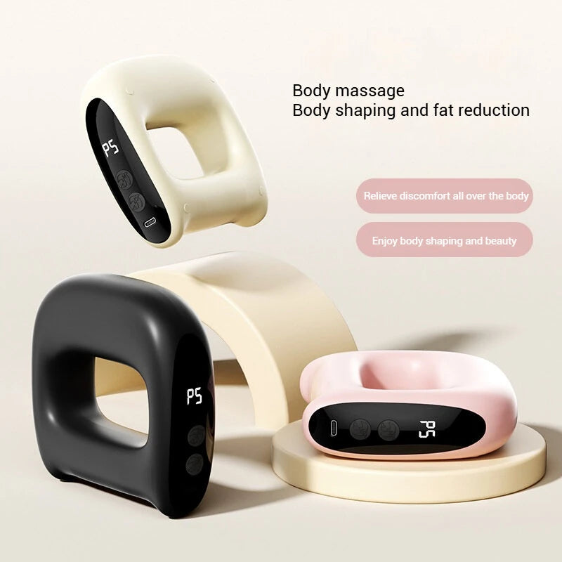 Fascia Massager Ring with Heat Compress 5 Speed Vibrating Massage for Neck Back Waist Leg Portable Handheld Muscle Massage Tool Type-C Fast Charging