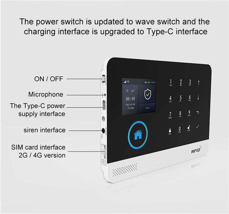 PGST PG-103 Tuya Wireless Alarm System for Home Burglar Security WiFi GSM APP Voice Control Support Alexa Google Assistant
