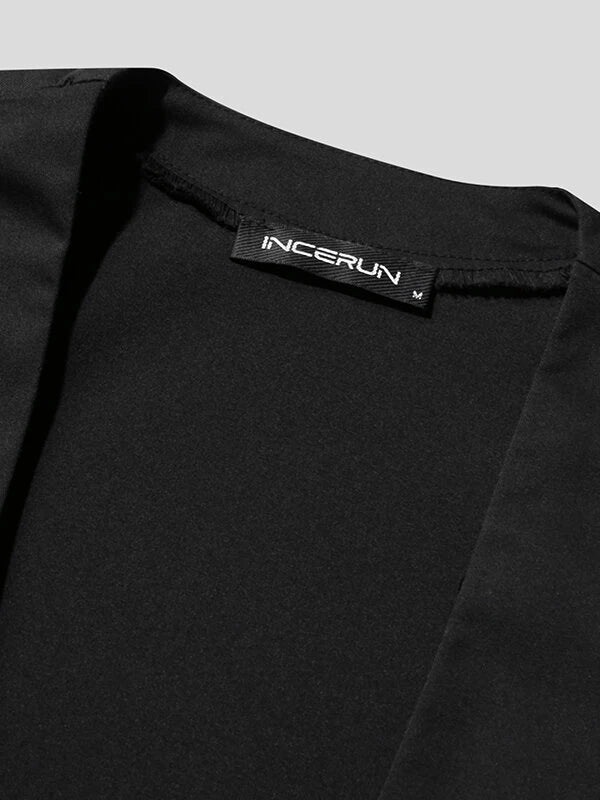 INCERUN Mens Casual Blazer Solid Collarless Casual Long Sleeve Business Blazer