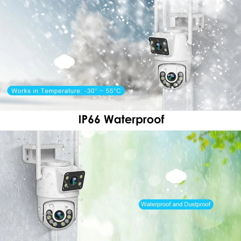 Guudgo 4MP Wifi PTZ EU Camera Dual-Lens Video Surveillance IP Camera Night Vision Cameras Outdoors Security CCTV Cam for Home Safety