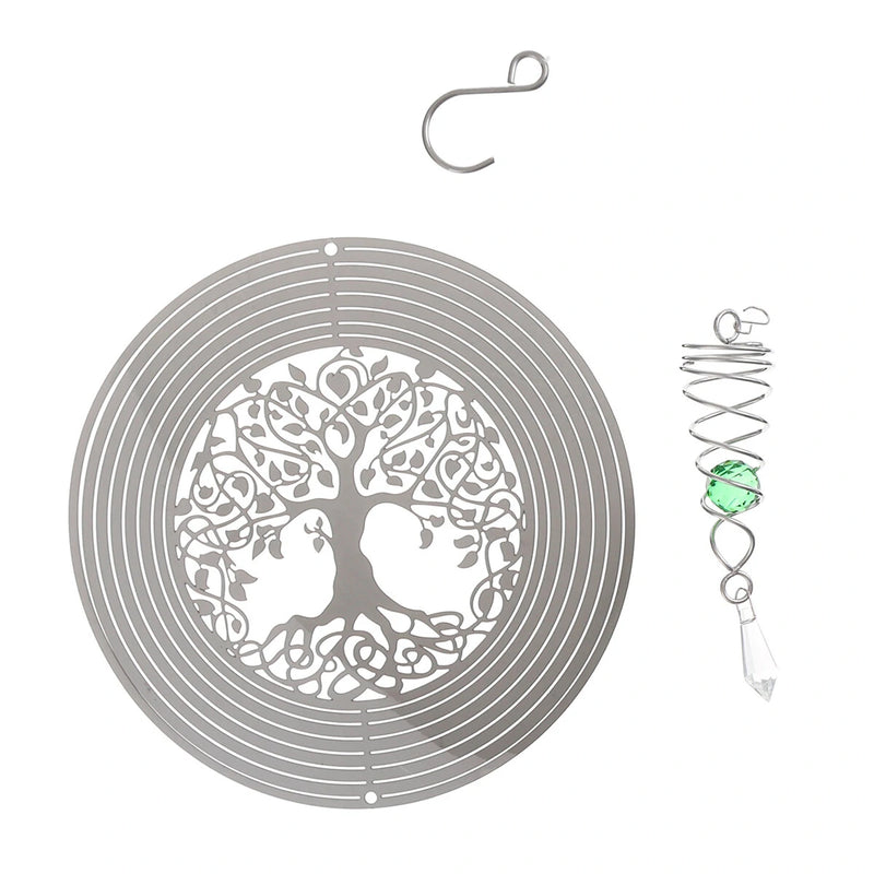 3D Metal Wind Spinner Stainless Steel Rotating Metal Chimes Animal Pattern Stereo Wind Chime Rotary Pendant For Home Decoration