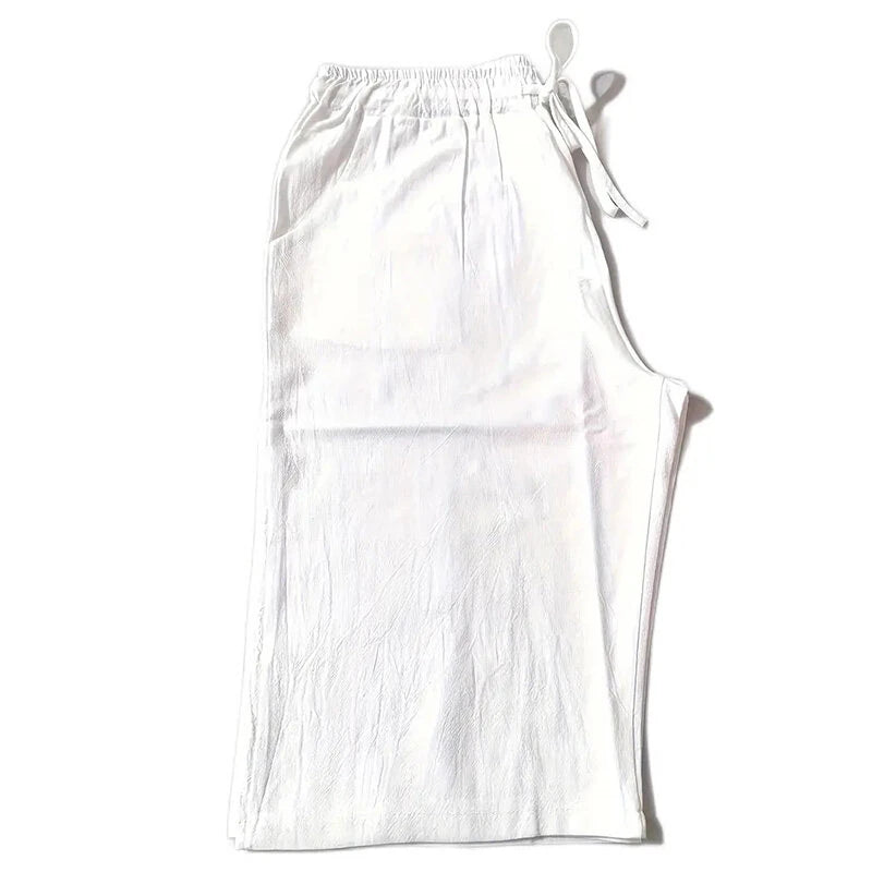 Men's Quick Dry Cotton Linen Shorts Summer Breathable Stripe Gym Running Pocket Cargo Beach Casual Five-point Pants Lightweight Comfortable