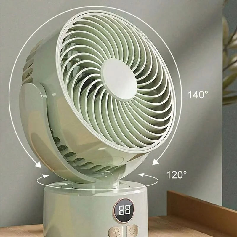 Tevorex Compact USB Rechargeable Desk Fan Quiet Large Battery Display Rotating Cooling Airflow for Home Office Outdoor