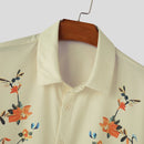 INCERUN Mens Floral Print Lapel Collar Short Sleeve Shirt Casual Daily Button Up Lapel Top FOR Men S-5XL