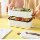 2 Layer 300W Portable Electric Lunch Box Food Warmer for Travel Self Cooking Heated Lunch Box for Home Office Cooking Food