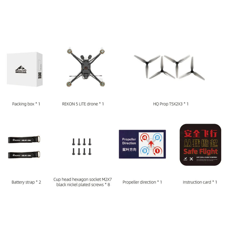 HGLRC Rekon5 Lite HD O4 Pro 206mm 5 Inch 4S Long Range GPS RC FPV Racing Drone PNP BNF with F722 40A MPU6000 AIO