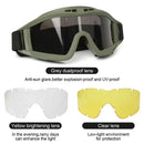 XANES Tactical Goggles 3 Lens Soft Windproof UV400 Protection Glasses For Cycling Safe Protection