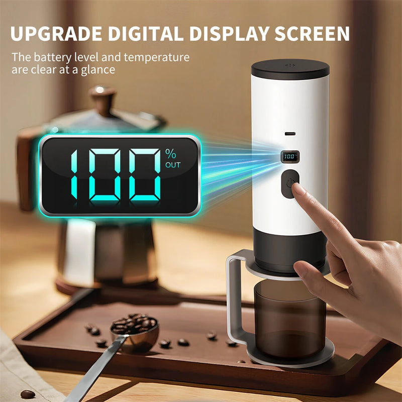 IPRee 3-in-1 Portable Electric Coffee Maker Capsule Coffee Grinder Travel Coffee Maker with Cordless Heating for Car and Home Camping