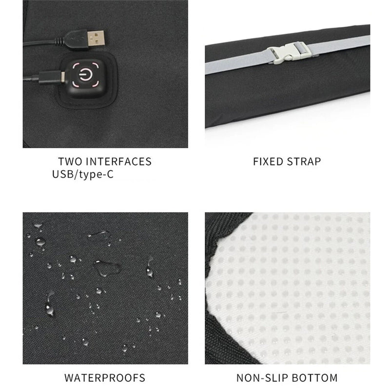 IPRee USB Heated Stadium Seat Cushion with 3 Adjustable Temperature Levels & 10H Auto Shut-Off - Portable Foldable Heating Pad for Sports Events, Outdoor Activities, Hiking, Office, Fishing, Home Travel