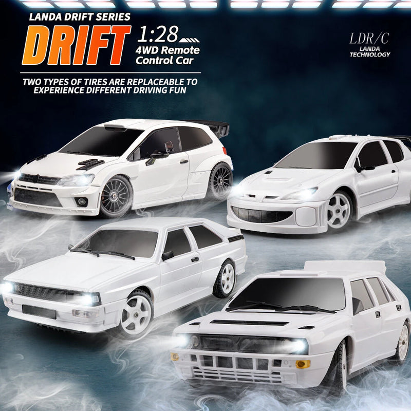 LDRC 2802 2803 2804 206 LANCIA QUATTRO RTR 1/28 2.4G 4WD RC Car Drift LED Light On-Road Full Proportional Racing Vehicles Models Toys