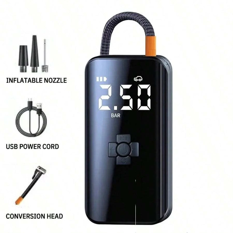 80W Smart Wireless Inflation Bicycle Air Pump 150PSI Electric Wireless 3600mAh Battery Power Bank Digital Display Noise Reduction Portable Tire Inflator Pump For Motorcycle Car bike Boat Ball