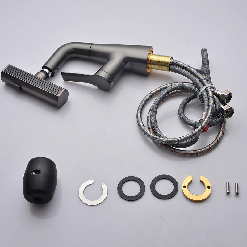 Pull Out Basin Faucet 360 Rotatable 304 Stainless Steel Kitchen Sink Mixer Tap with Pull Out Sprayer Hot And Cold Dual Control