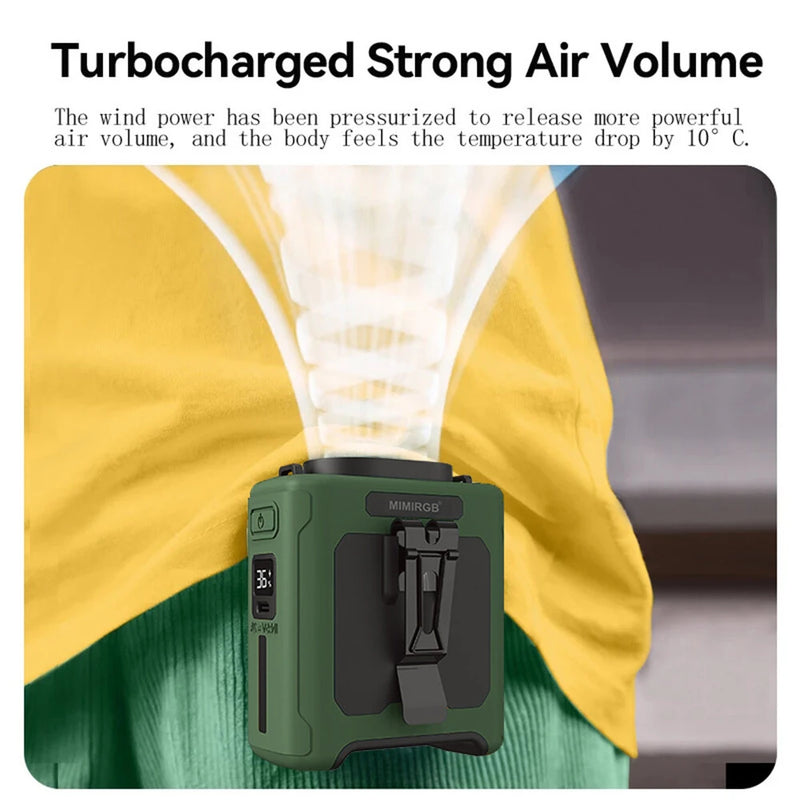 IPRee Portable Waist Fan 10000mAh USB Rechargeable Fan Outdoor Waist Clip Camping Fan Mini Hang Neck Fan with LED Light and Power Bank for Sports, Outdoor Work